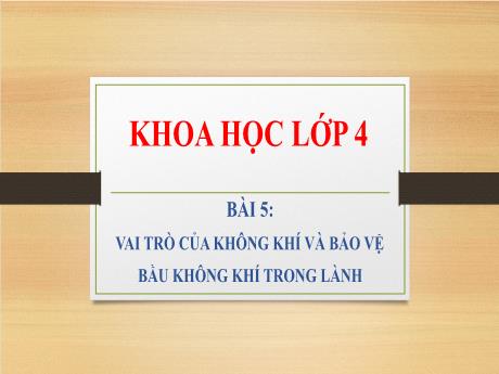 Bài giảng Khoa học Lớp 4 (Kết nối tri thức) - Chủ đề 1: Chất - Bài 4: Vai trò của không khí và bảo vệ bầu không khí trong lành