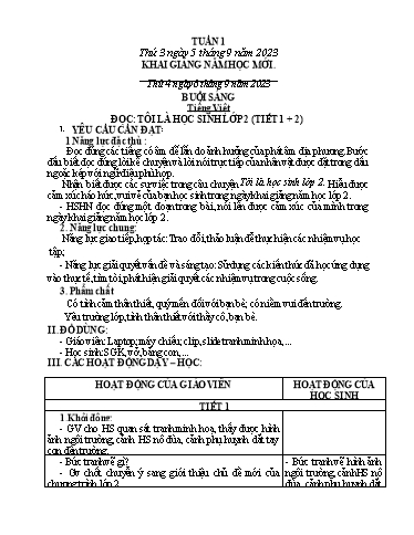 Giáo án các môn Lớp 2 - Tuần 1 - Năm học 2023-2024 - Nguyễn Thị Thanh Huyền