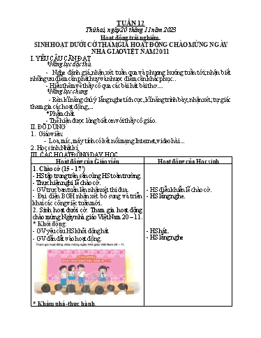 Giáo án các môn Lớp 2 - Tuần 12 - Năm học 2023-2024 - Nguyễn Thị Thanh Huyền
