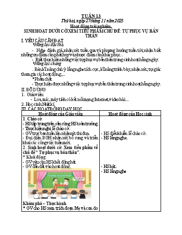 Giáo án các môn Lớp 2 - Tuần 13 - Năm học 2023-2024 - Nguyễn Thị Thanh Huyền