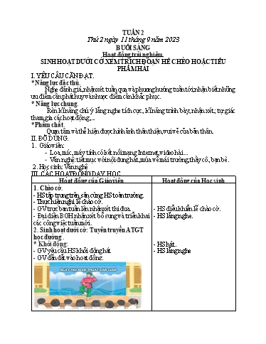 Giáo án các môn Lớp 2 - Tuần 2 - Năm học 2023-2024 - Nguyễn Thị Thanh Huyền
