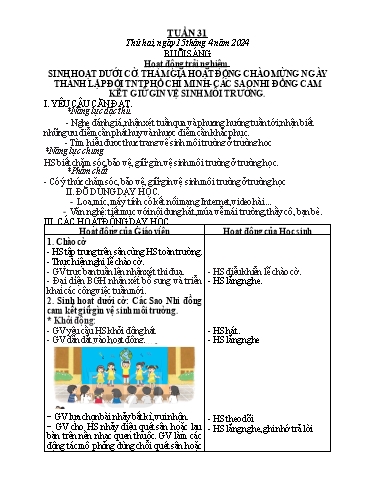 Giáo án các môn Lớp 2 - Tuần 31 - Năm học 2023-2024 - Nguyễn Thị Thanh Huyền