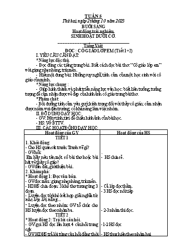 Giáo án các môn Lớp 2 - Tuần 5 - Năm học 2023-2024 - Nguyễn Thị Thanh Huyền
