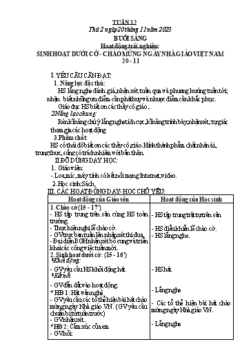Giáo án các môn Lớp 3 - Tuần 12 - Năm học 2023-2024 - Phan Thị Tú Anh
