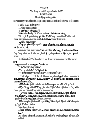 Giáo án các môn Lớp 3 - Tuần 7 - Năm học 2023-2024 - Phan Thị Tú Anh