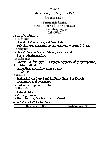 Kế hoạch bài dạy Âm nhạc & Đạo đức Khối Tiểu học - Tuần 26 - Năm học 2023-2024 - Nguyễn Thị Huế