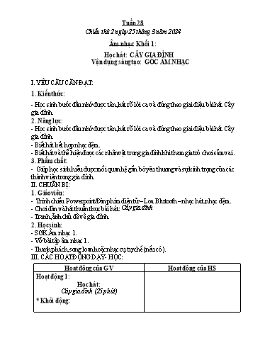 Kế hoạch bài dạy Âm nhạc & Đạo đức Khối Tiểu học - Tuần 28 - Năm học 2023-2024 - Nguyễn Thị Huế