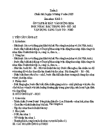 Kế hoạch bài dạy Âm nhạc & Đạo đức Khối Tiểu học - Tuần 3 - Năm học 2023-2024 - Nguyễn Thị Huế