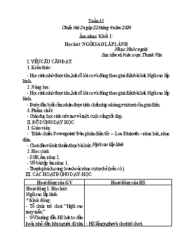 Kế hoạch bài dạy Âm nhạc & Đạo đức Khối Tiểu học - Tuần 32 - Năm học 2023-2024 - Nguyễn Thị Huế