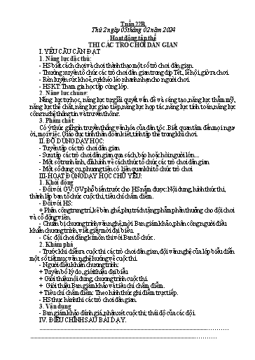Kế hoạch bài dạy các môn Khối 5 - Tuần 22 - Năm học 2023-2024 - Hồ Thị Tình