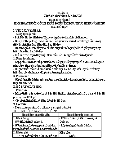 Kế hoạch bài dạy các môn Lớp 1 - Tuần 10 - Năm học 2023-2024 - Lê Thị Kim Hiền