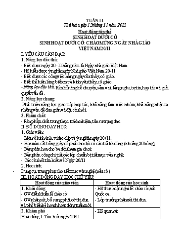 Kế hoạch bài dạy các môn Lớp 1 - Tuần 11 - Năm học 2023-2024 - Lê Thị Kim Hiền