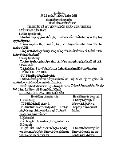 Kế hoạch bài dạy các môn Lớp 1 - Tuần 13 - Năm học 2023-2024 - Lê Thị Kim Hiền