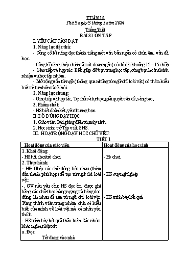 Kế hoạch bài dạy các môn Lớp 1 - Tuần 18 - Năm học 2023-2024 - Nguyễn Thị Phương