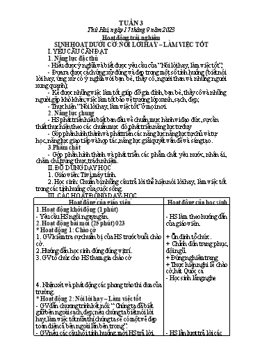 Kế hoạch bài dạy các môn Lớp 1 - Tuần 3 - Năm học 2023-2024 - Nguyễn Thị Phương