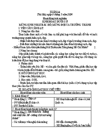 Kế hoạch bài dạy các môn Lớp 1 - Tuần 34 - Năm học 2023-2024 - Nguyễn Thị Phương