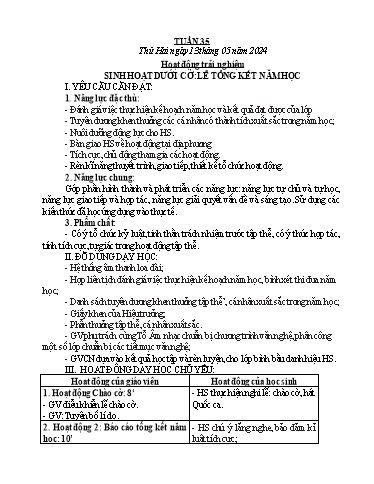 Kế hoạch bài dạy các môn Lớp 1 - Tuần 35 - Năm học 2023-2024 - Lê Thị Kim Hiền