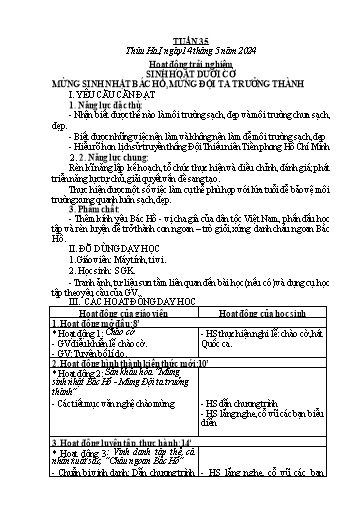 Kế hoạch bài dạy các môn Lớp 1 - Tuần 35 - Năm học 2023-2024 - Nguyễn Thị Phương