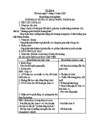 Kế hoạch bài dạy các môn Lớp 1 - Tuần 6 - Năm học 2023-2024 - Lê Thị Kim Hiền