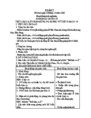 Kế hoạch bài dạy các môn Lớp 1 - Tuần 7 - Năm học 2023-2024 - Lê Thị Kim Hiền