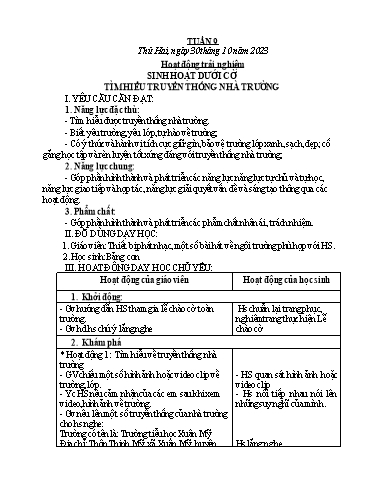 Kế hoạch bài dạy các môn Lớp 1 - Tuần 9 - Năm học 2023-2024 - Nguyễn Thị Phương
