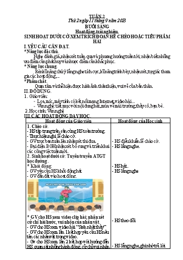 Kế hoạch bài dạy các môn Lớp 2 - Tuần 2 - Năm học 2023-2024 - Hà Văn Sơn