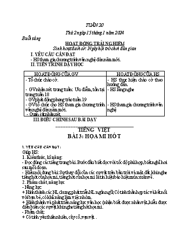 Kế hoạch bài dạy các môn Lớp 2 - Tuần 20 - Năm học 2023-2024 - Nguyễn Thị Ngọc Soa