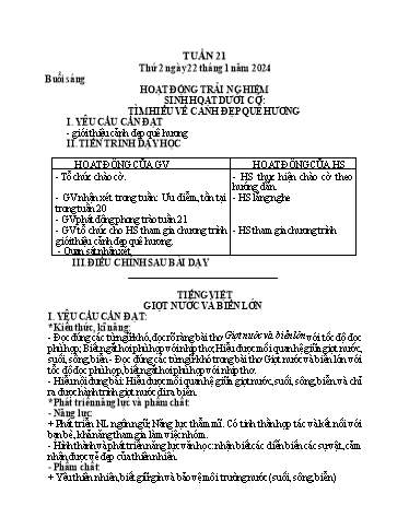 Kế hoạch bài dạy các môn Lớp 2 - Tuần 21 - Năm học 2023-2024 - Nguyễn Thị Ngọc Soa