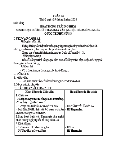 Kế hoạch bài dạy các môn Lớp 2 - Tuần 23 - Năm học 2023-2024 - Nguyễn Thị Ngọc Soa
