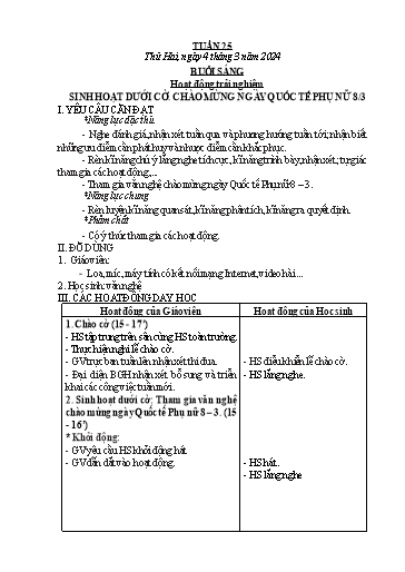 Kế hoạch bài dạy các môn Lớp 2 - Tuần 25 - Năm học 2023-2024 - Nguyễn Thị Ngọc Soa
