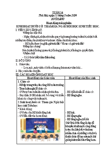 Kế hoạch bài dạy các môn Lớp 2 - Tuần 26 - Năm học 2023-2024 - Nguyễn Thị Ngọc Soa