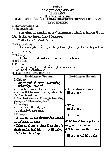 Kế hoạch bài dạy các môn Lớp 2 - Tuần 3 - Năm học 2023-2024 - Hà Văn Sơn