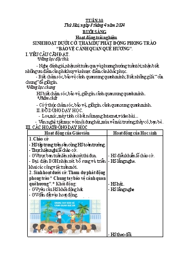 Kế hoạch bài dạy các môn Lớp 2 - Tuần 30 - Năm học 2023-2024 - Nguyễn Thị Ngọc Soa