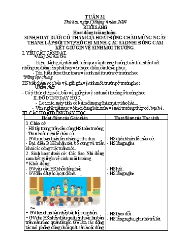 Kế hoạch bài dạy các môn Lớp 2 - Tuần 31 - Năm học 2023-2024 - Nguyễn Thị Ngọc Soa