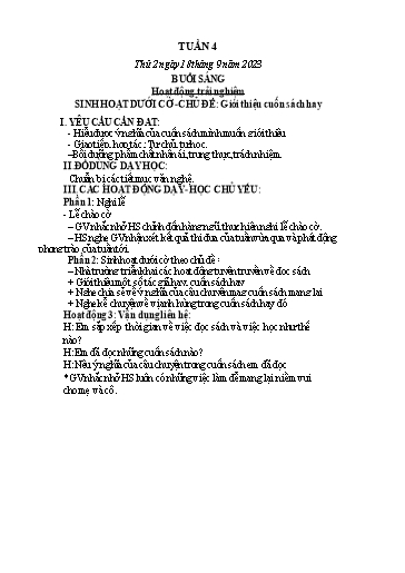 Kế hoạch bài dạy các môn Lớp 2 - Tuần 4 - Năm học 2023-2024 - Nguyễn Thị Ngọc Soa