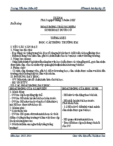 Kế hoạch bài dạy các môn Lớp 2 - Tuần 6 - Năm học 2023-2024 - Nguyễn Thị Ngọc Soa