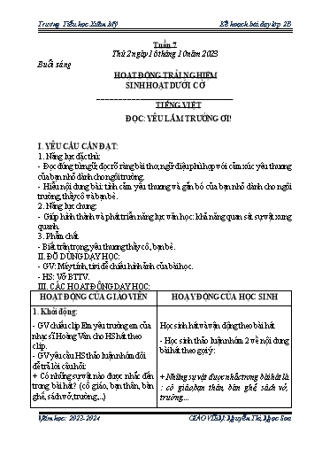 Kế hoạch bài dạy các môn Lớp 2 - Tuần 7 - Năm học 2023-2024 - Nguyễn Thị Ngọc Soa