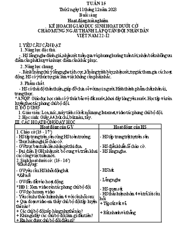 Kế hoạch bài dạy các môn Lớp 3 - Tuần 15 - Năm học 2023-2024 - Nguyễn Thị Dung