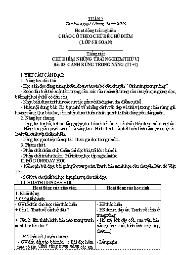 Kế hoạch bài dạy các môn Lớp 3 - Tuần 2 - Năm học 2023-2024 - Nguyễn Thị Dung