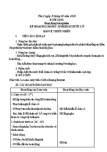 Kế hoạch bài dạy các môn Lớp 3 - Tuần 30 - Năm học 2023-2024 - Nguyễn Thị Dung