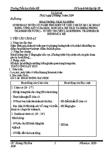 Kế hoạch bài dạy các môn Lớp 3 - Tuần 36 - Năm học 2023-2024 - Hoàng Thị Hoa