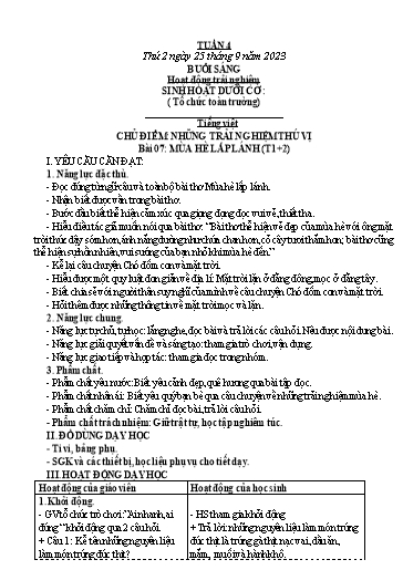Kế hoạch bài dạy các môn Lớp 3 - Tuần 4 - Năm học 2023-2024 - Nguyễn Thị Dung