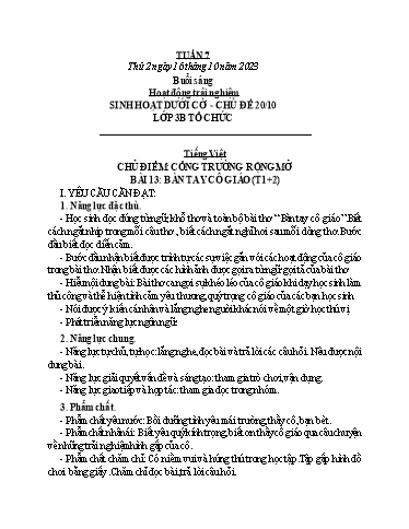 Kế hoạch bài dạy các môn Lớp 3 - Tuần 7 - Năm học 2023-2024 - Nguyễn Thị Dung