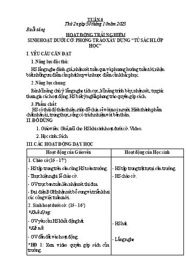 Kế hoạch bài dạy các môn Lớp 3 - Tuần 9 - Năm học 2023-2024 - Hoàng Thị Hoa
