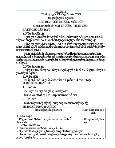 Kế hoạch bài dạy các môn Lớp 4 - Tuần 11 - Năm học 2023-2024 - Võ Thị Hồng Gấm