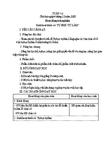 Kế hoạch bài dạy các môn Lớp 4 - Tuần 14 - Năm học 2023-2024 - Phạm Thị Hằng