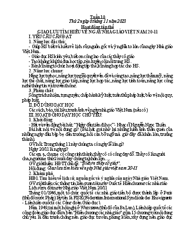 Kế hoạch bài dạy các môn Lớp 5 - Tuần 10 - Năm học 2023-2024 - Phan Thị Quỳnh Trang