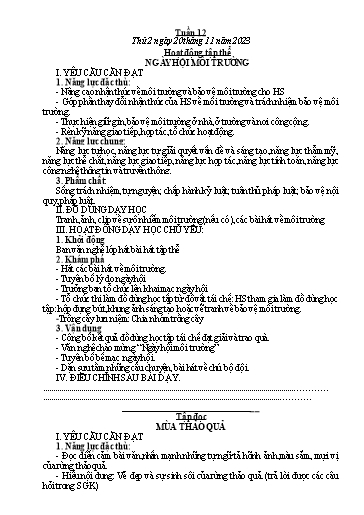 Kế hoạch bài dạy các môn Lớp 5 - Tuần 12 - Năm học 2023-2024 - Võ Thị Hồng Hạnh