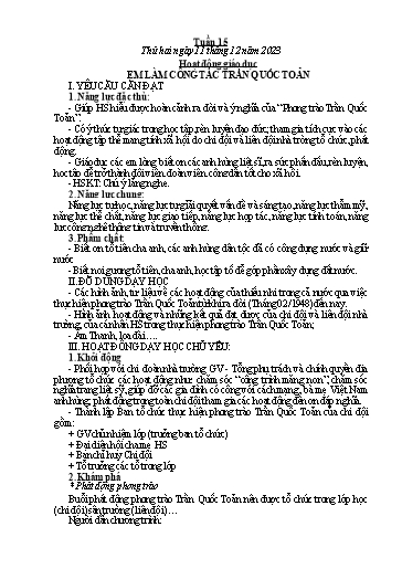Kế hoạch bài dạy các môn Lớp 5 - Tuần 15 - Năm học 2023-2024 - Hồ Thị Tình