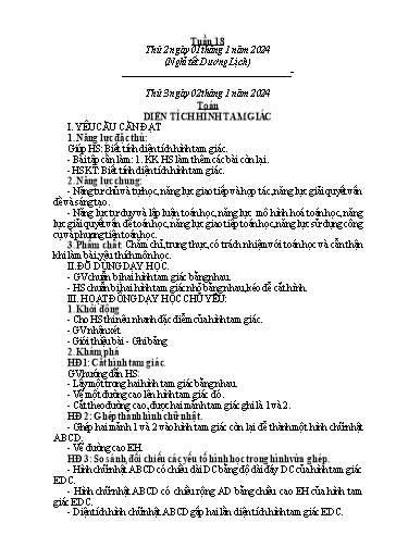 Kế hoạch bài dạy các môn Lớp 5 - Tuần 18 - Năm học 2023-2024 - Hồ Thị Tình